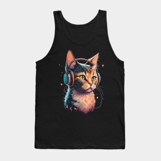 Cat with Headphones Tank Top